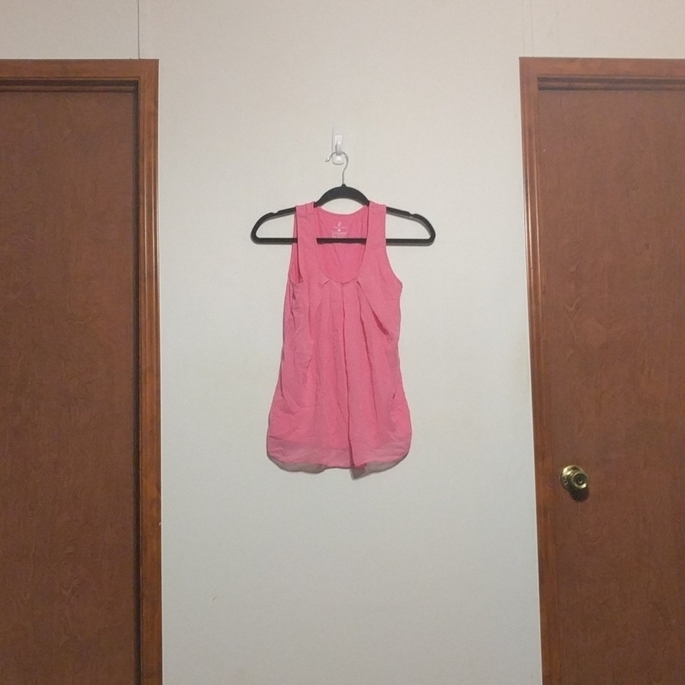 NY and Co Pink Dressy Tank Chiffon Front Knit Back - size XS